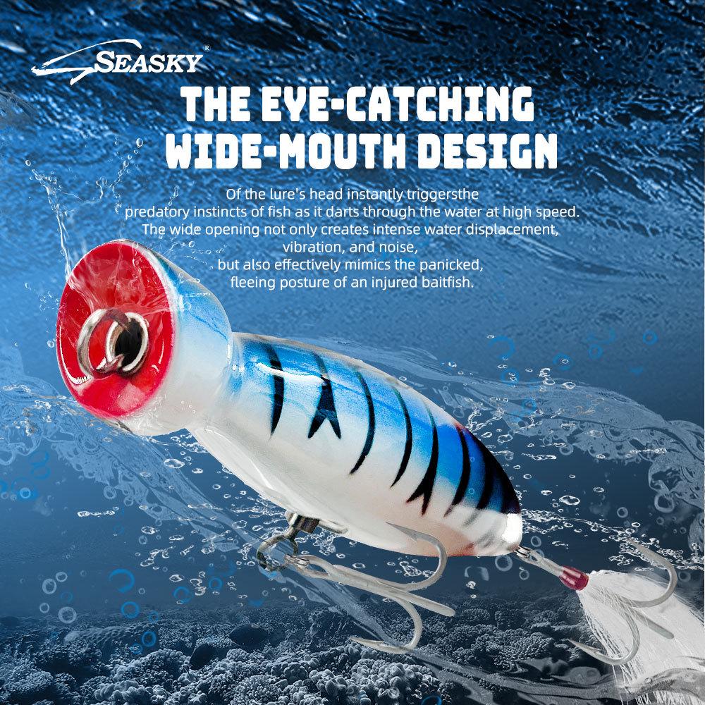 Seasky 5.5" Wooden Popper Fishing Lure for Tuna & Sea Bass