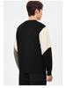 WOOG2005 Men's Color Block Patchwork Round Neck Sweater - 2025 Autumn/Winter Loose Casual Knitwear