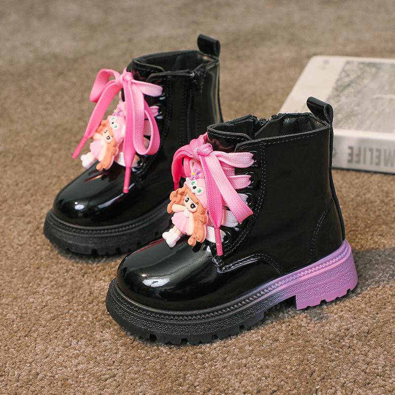 Children's Leather Boots, Short Boots, Martin Boots, Durable, Breathable, Waterproof, British Style Girls' Single Boots