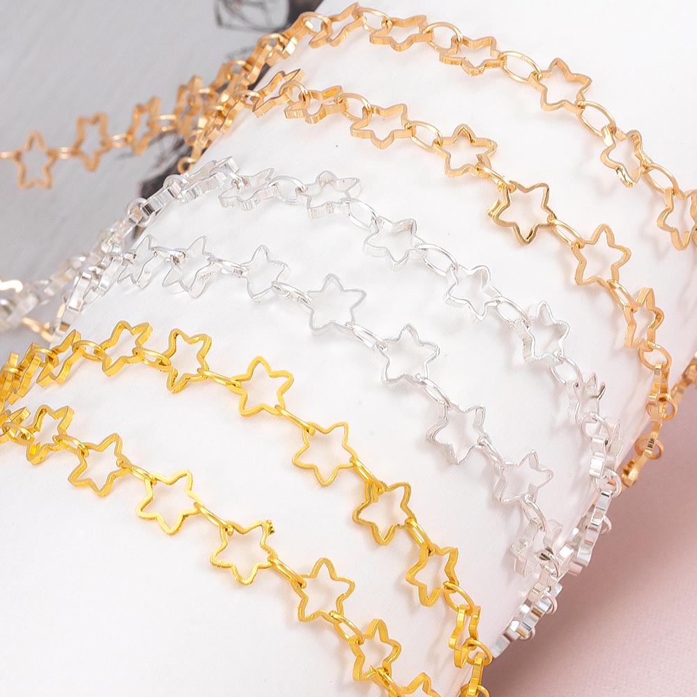 1Meter 3.2mm Necklace Heart Star Chain Gold Color Copper Link Chains Bracelet for Jewelry Making DIY Handmade Craft Wholesale