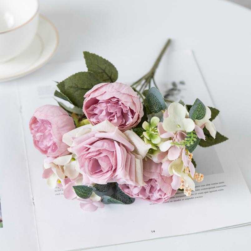 1/3PC Artificial Flowers Silk Hydrangea Wedding Wreath Home Room Garden Yard Rose Bridal Bouquet Festival Decora Vase Fake Peony