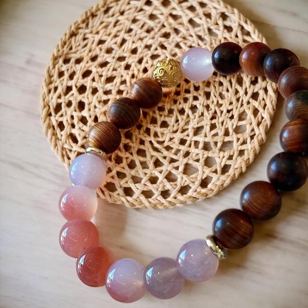 Natural Five Elements Balance Crystal Bracelet: Gold, Wood, Water, Fire, Earth Design for Energy and Good Luck