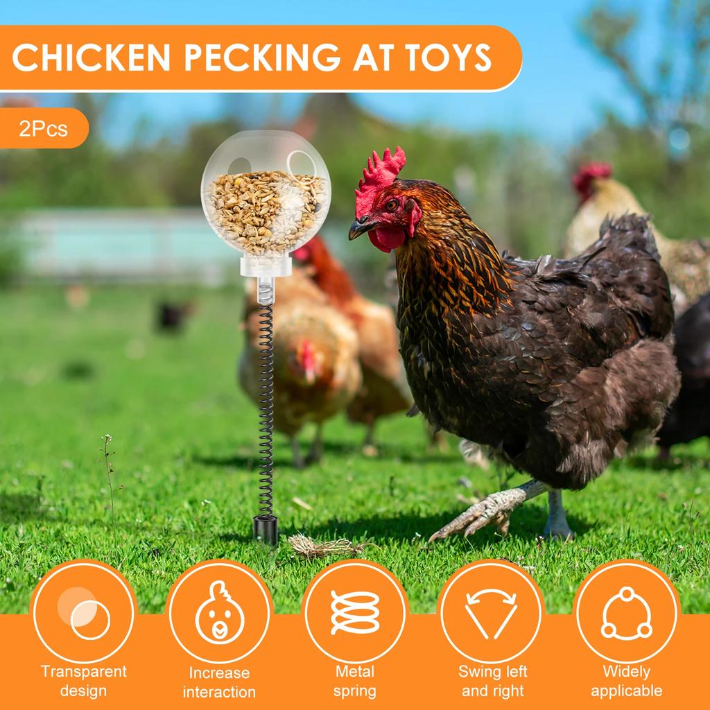 2piece Interactive Chicken Peck Dispenser Toy Chicken Pecking At Toys Puzzle Swinging Slow Feeder for Poultry Ducks and Birds