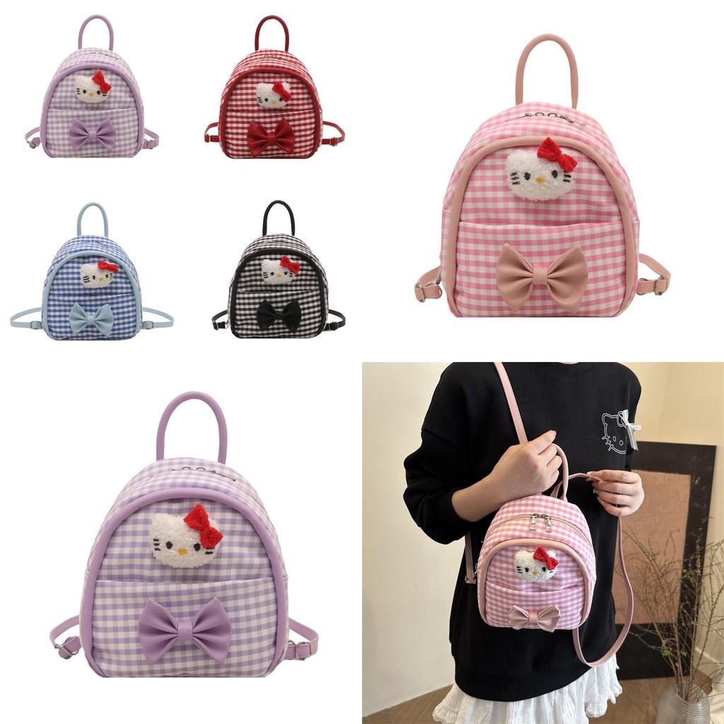 Kids Cartoon Hello Kitty Pattern Nylon Mini Backpack With Breathable Design For Kindergarten Children