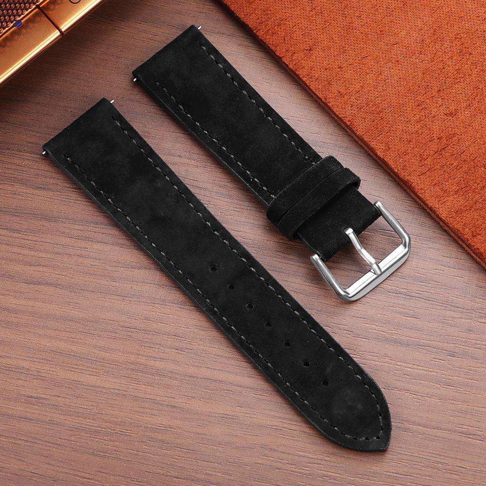 Vintage Suede Cowhide Watch Strap Leather WatchBand 18mm 19mm 20mm 22mm Quick Release Bracelet for Men Women Universal Wristband