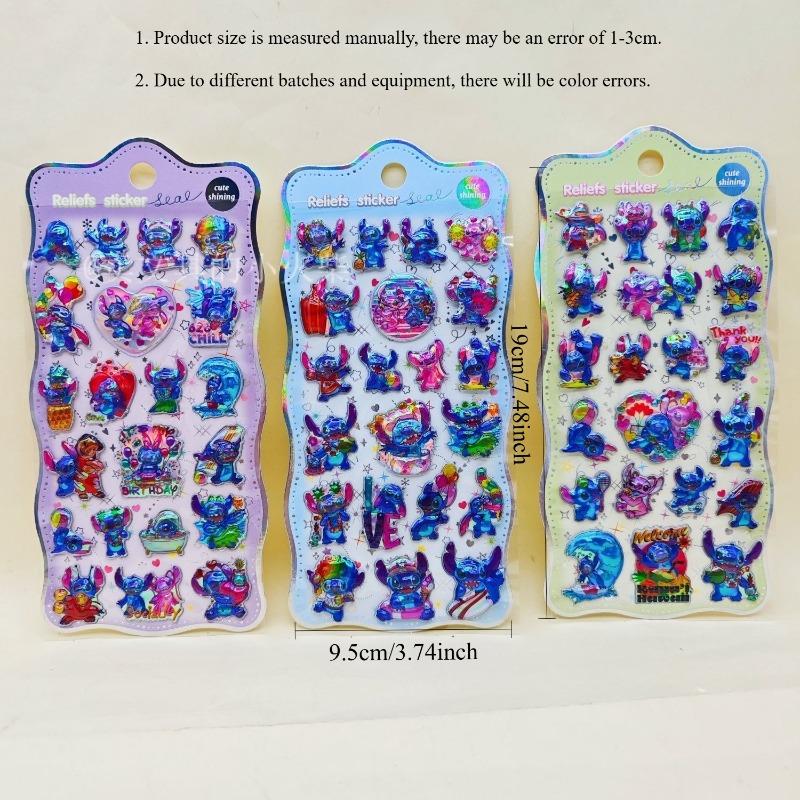Cute Cartoon Disney Stitch 3D Resin Stickers Anime Themed DIY Scrapbooking Decoration Gifts Collectible Kids Toys Birthday Gift