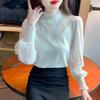 Spring Autumn New French Half High Neck Lace Bottoming Shirt Women's Long Sleeve Knitwear Pullvers Top