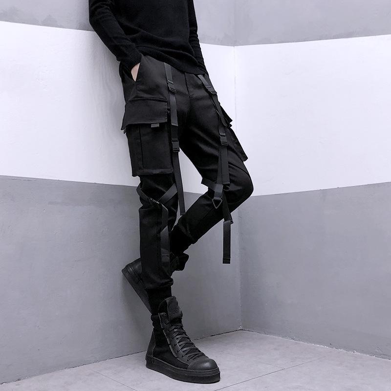 Men's Fashion Brand Loose-Fit Overalls: Cuffed, Straight-Leg, Trendy Hip-Hop Trousers for Comfort and Versatility.