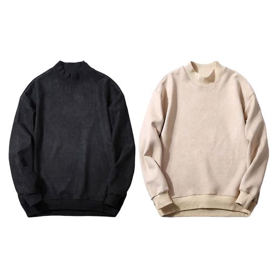 Muži Jaro Podzim Top Oboustranný sametový Polovysoký límec Volný potisk Elastické manžety Jednobarevný Volný svetr Dlouhé rukávy Sportovní škola Denní