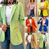 Women's Vintage Casual Solid Color Print Autumn Winter Long Sleeve POLO Neck Jackets & Coats