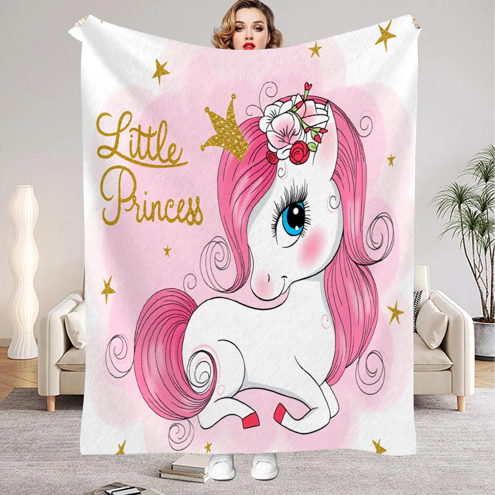

1Pc Digital Printed Pink unicorn Flannel Blanket Mattress Cover Blanket for Family BedsSofasOfficesOutdoor Camping 75x100cm (30x40inch)