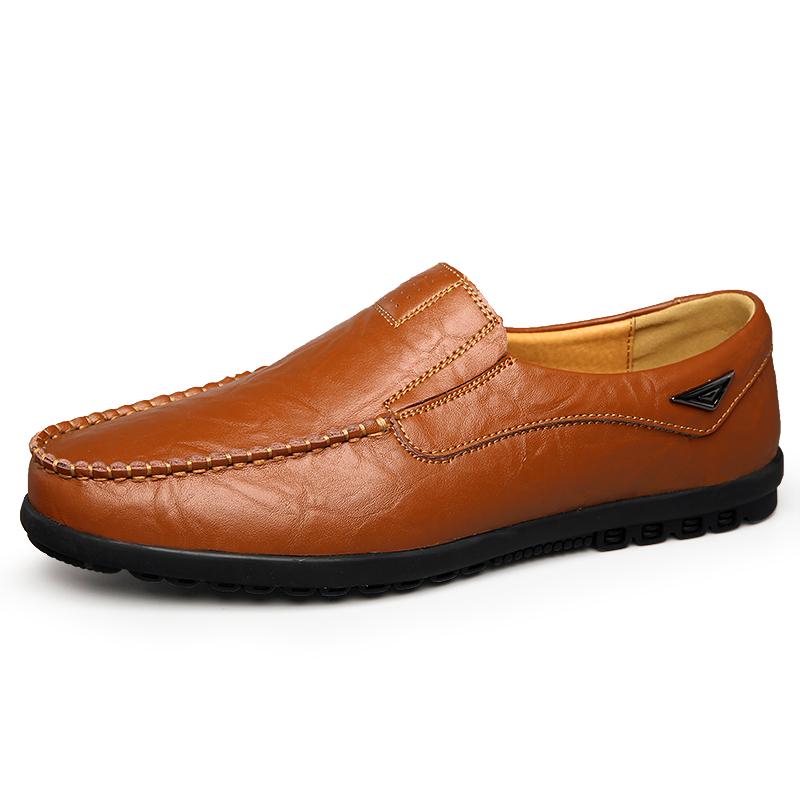 Zapatos de cuero de alta calidad para hombre, mocasines suaves, mocasines planos de marca de moda.