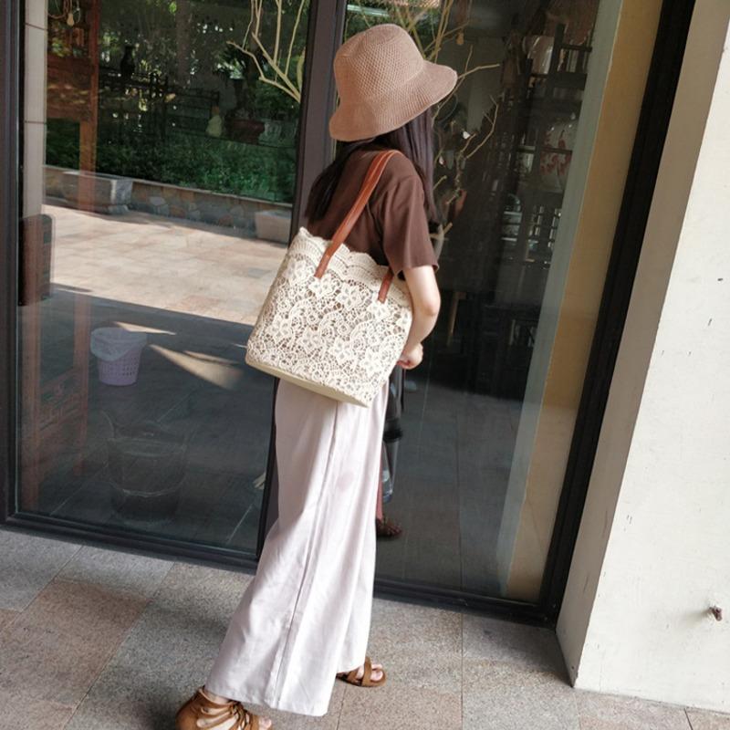 Wholesale new women's bags Korean version Mori lace shoulder bags handbags for women shopping large-capacity bucket bags for women