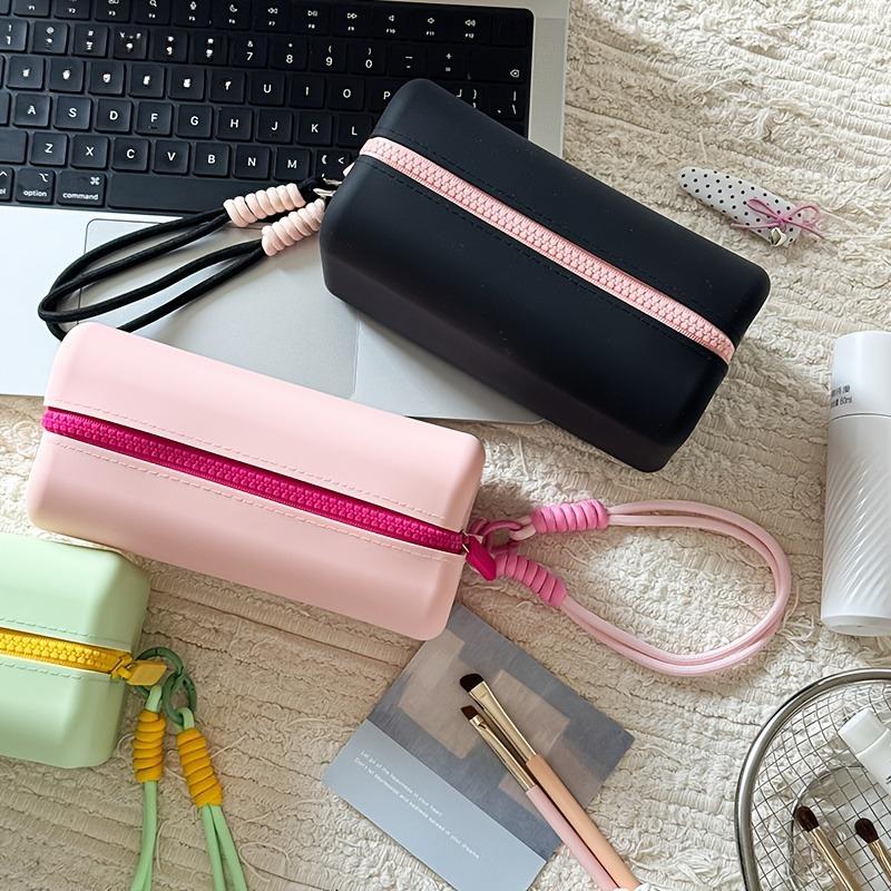 Large Silicone Makeup Bag, Multifunctional Toiletry Pouch with Hand Strap, Travel Organizer for Cosmetics,Electronics,Minimalist