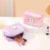 Octagonal Embroidered Letter Makeup Bag Large Capacity Travel Toiletries Storage Bag Handbag Cosmetic Bag Makeup Pouch Organizer