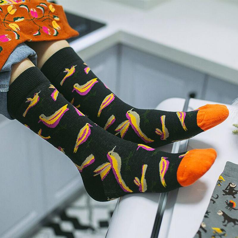 5 Pairs New Arrivals Combed Cotton Women Socks Unisex Cute Floral Styles 8 Color Happy Funny Casual Female Breathable Crew Socks