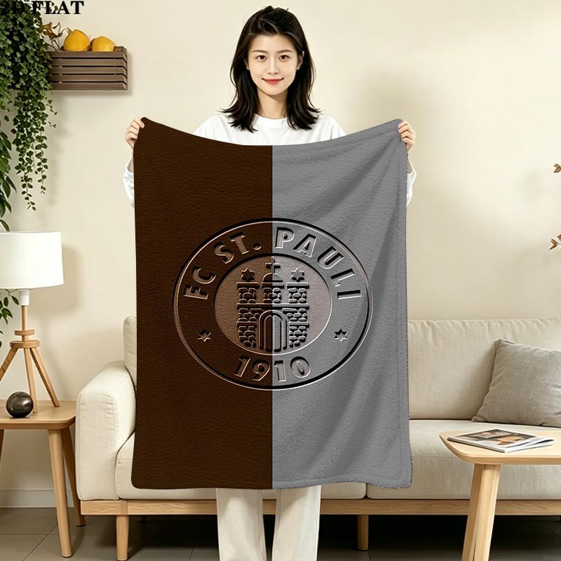 FC San Pauli Logo Print Flannel Blanket High Quality Warm Comfortable Cover for All Seasons Perfect for Gifts Home Decor