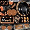 NBTEPEM 27-Piece Bling Car Accessories Set - Universal Fit Steering Wheel Covers, License Plate Frames, Phone Holder, Car Fast Charger, Coasters