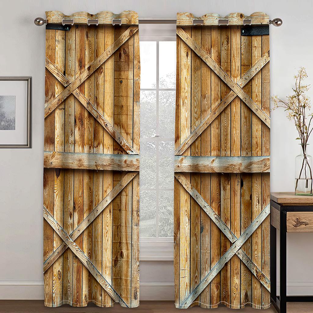 Tenda Parasole con Stampa di Porta in Legno Rurale Vintage per Spazio Camera da Letto Spazio Abitativo Pezzo Decorativo per la Casa Tenda