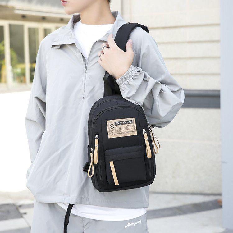 

Дорожная пара большая вместимость нагрудная сумка новая мужская модная сумка-мессенджер рюкзак спортивный тренд наплечная спортивная сумка чёрный