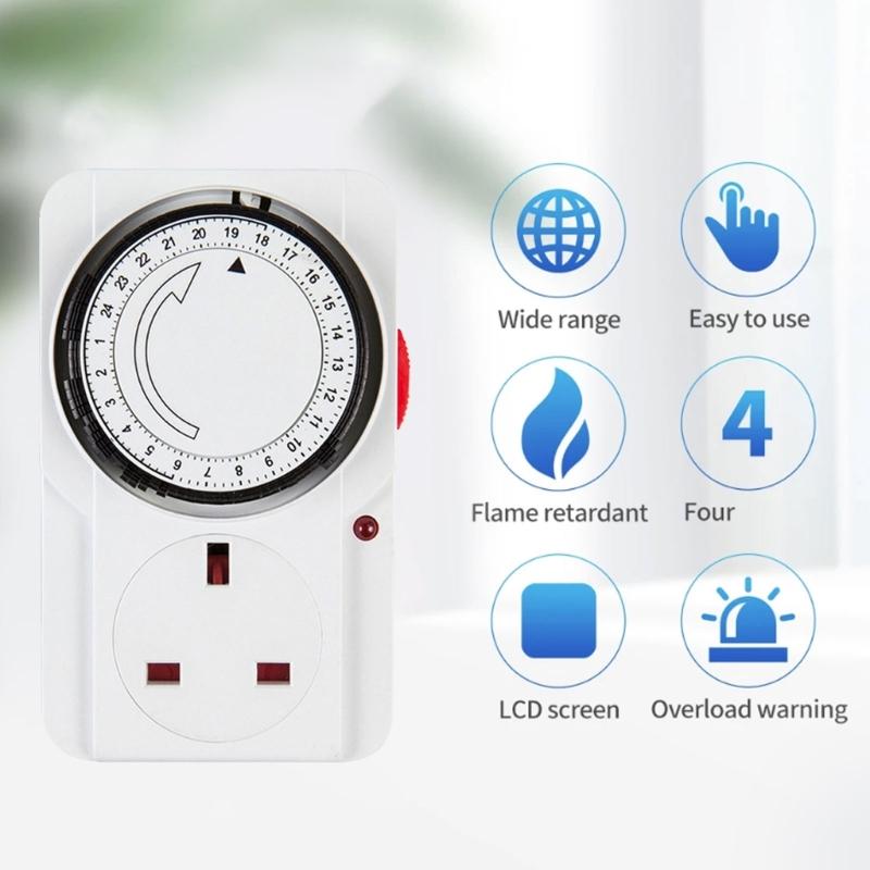 24 Hour Cyclic Timer Switches Mechanical Cycle Electrical Outlet Device Programmable Mechanical Timer Easy to Use