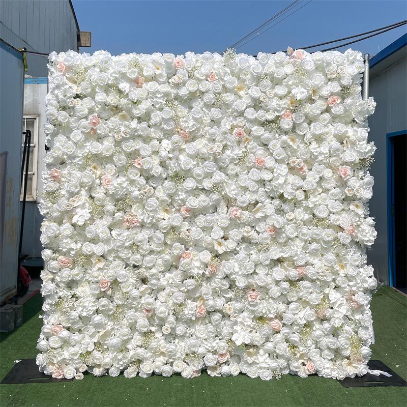 Uflower Red Rose luxury 5D Flower Wall Cloth Fabric Wedding Backdrop Decor Artificial Flower Arrangement Marriage Event Props