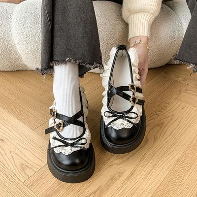 Brown Sweet Big Head Small Leather Shoes Women's New Spring Muffin Platform Mary Jane Single Shoes