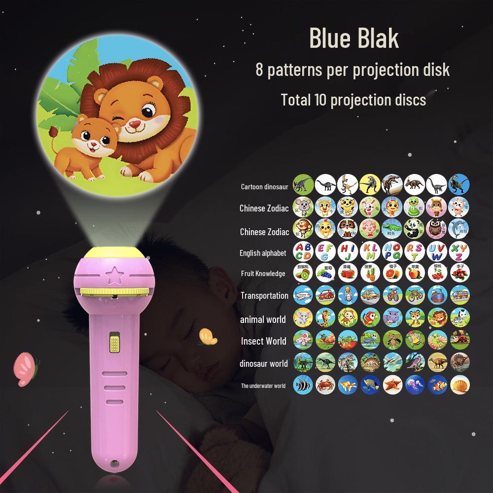 Children's Animal Projector Flashlight - Early Education Luminous Toy for Baby Picture Recognition and Cartoon Projection Gifts