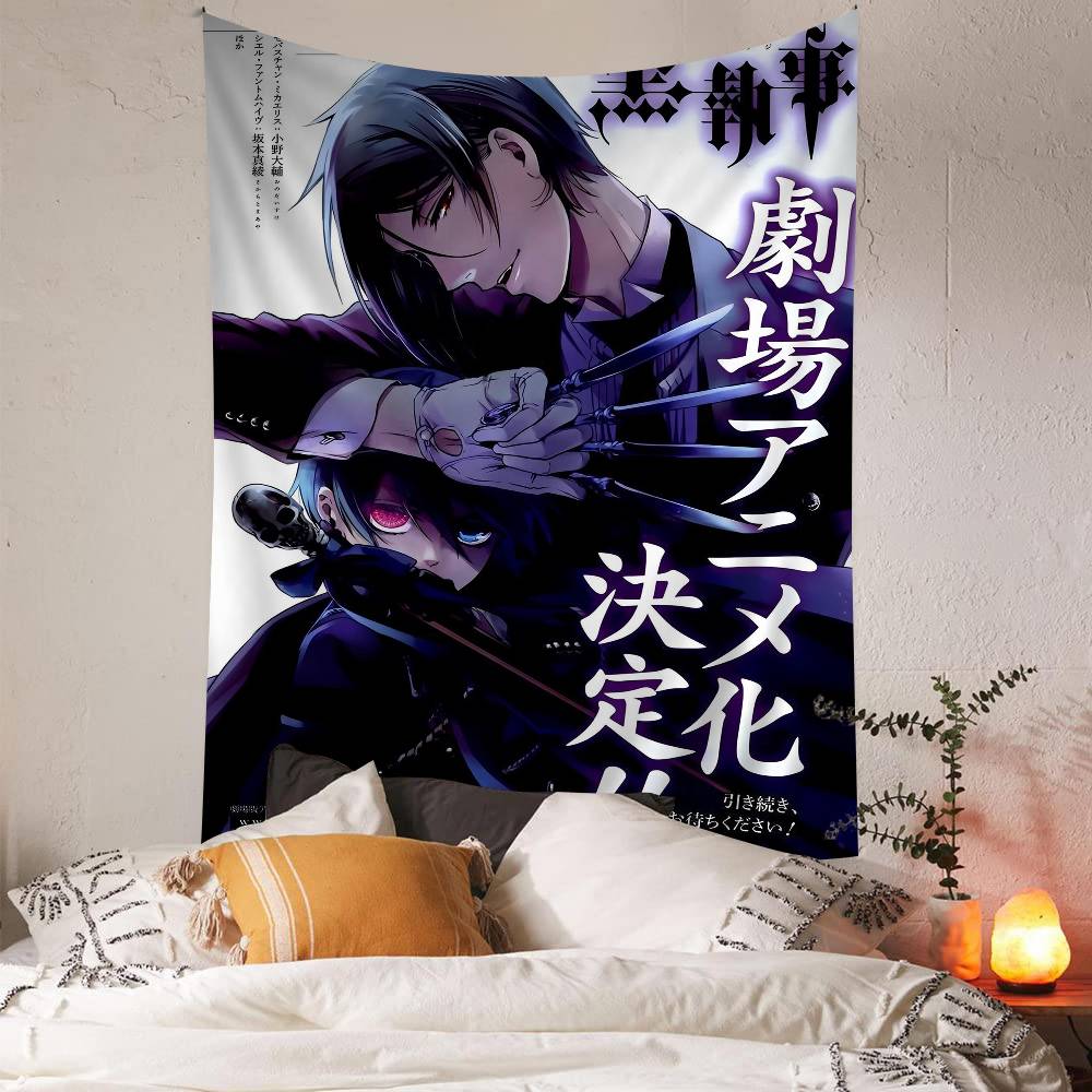 Anime Cool Black BButler Colorful Tapestry Wall Hanging Bohemian Wall Tapestries Mandala Wall Art Decor