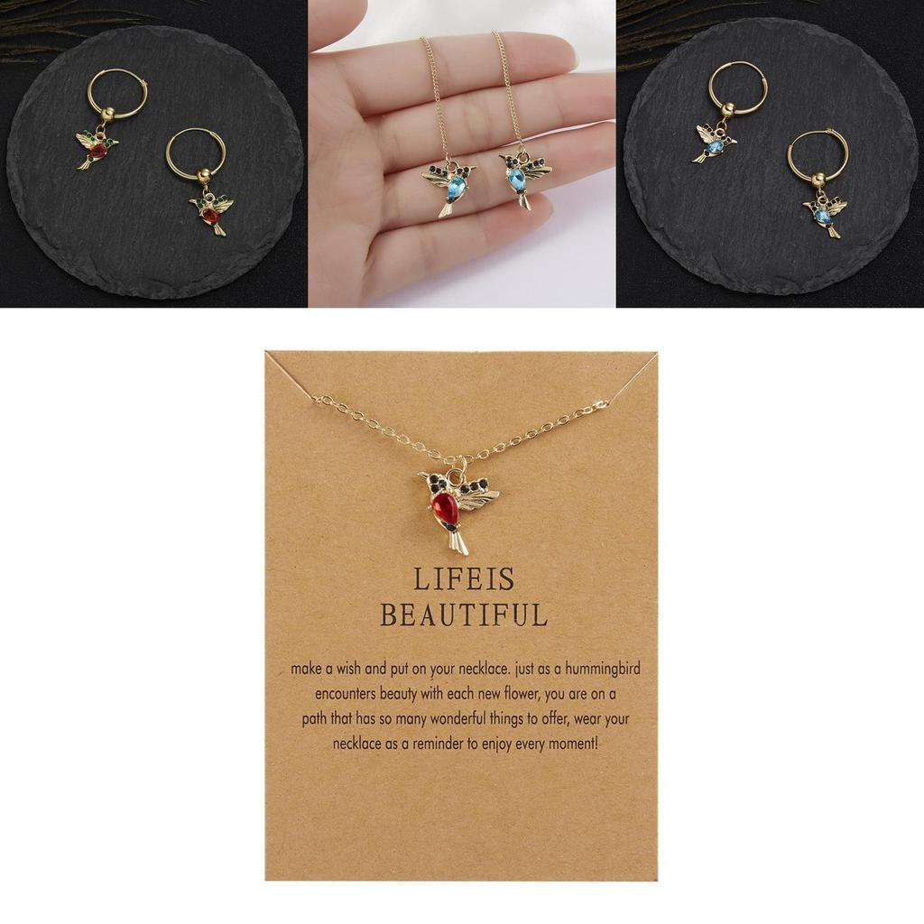 Hummingbird Animal Earrings With Rhinestone Decor For Unique Party Wear