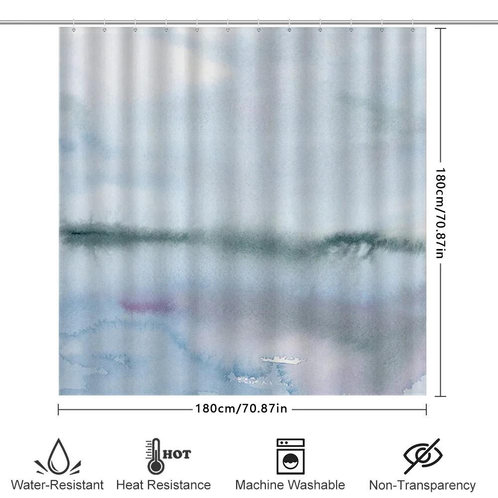 Blurred Watercolor Print Shower Curtain For Bathroom Decor White/Blue/Green Colors 180Cm Waterproof Fabric With Metal Hook Rings
