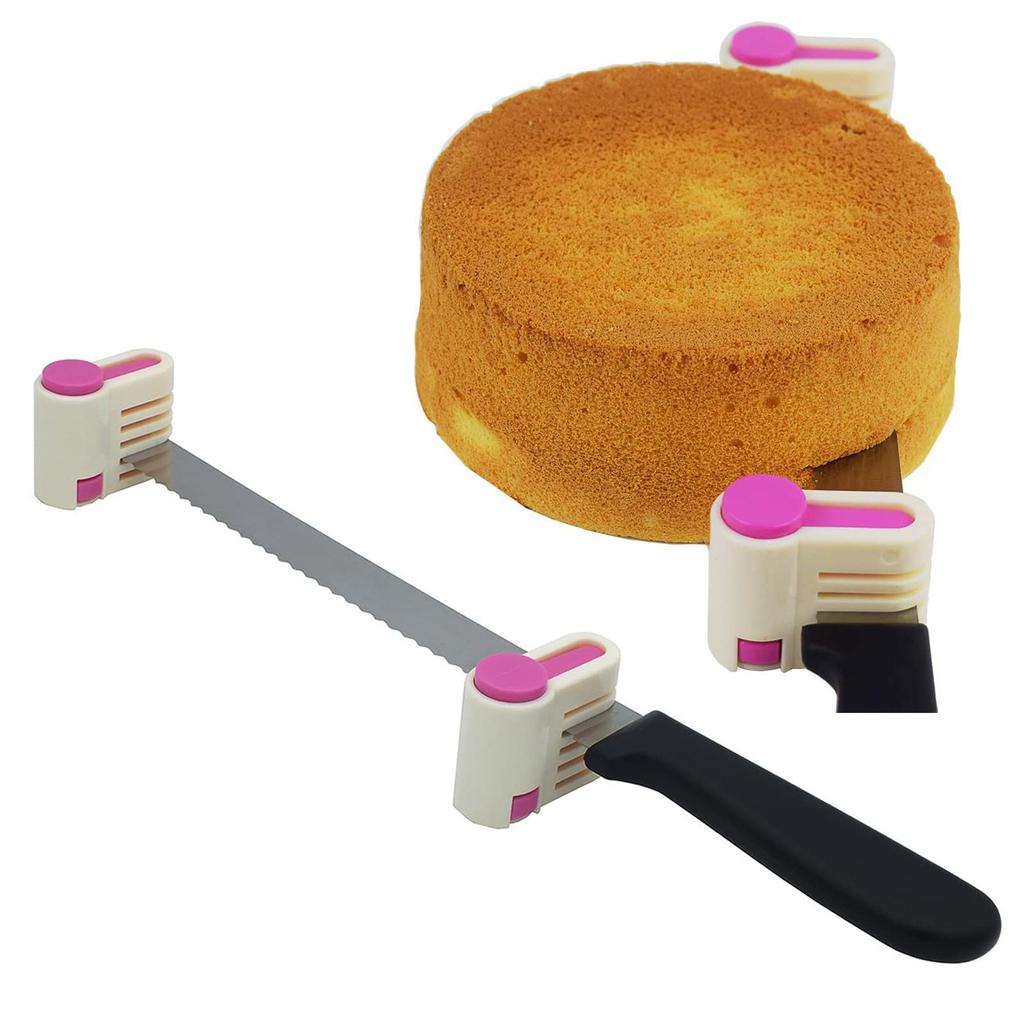 TOUBAOBAO DIY Cake Layering Bread Toast Flat Kitchen Cake Making Tools Cake 2-Pack Slicer, Aid, Slicer, Slicer, 5-Layer Slicer, Supplies, (Pink Knife)