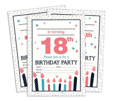 Darling Souvenir Tarjeta de invitación de cumpleaños blanca 28 piezas Rellenar o escribir invitaciones en blanco Suministros para fiestas imprimibles 5 x 7