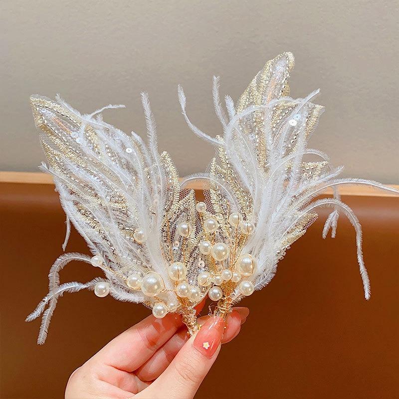 New Butterfly Tassel Pearl Exquisite Hairpin Princess Bride Wedding Dress Headwear Senmeisen Crystal Hair Accessories