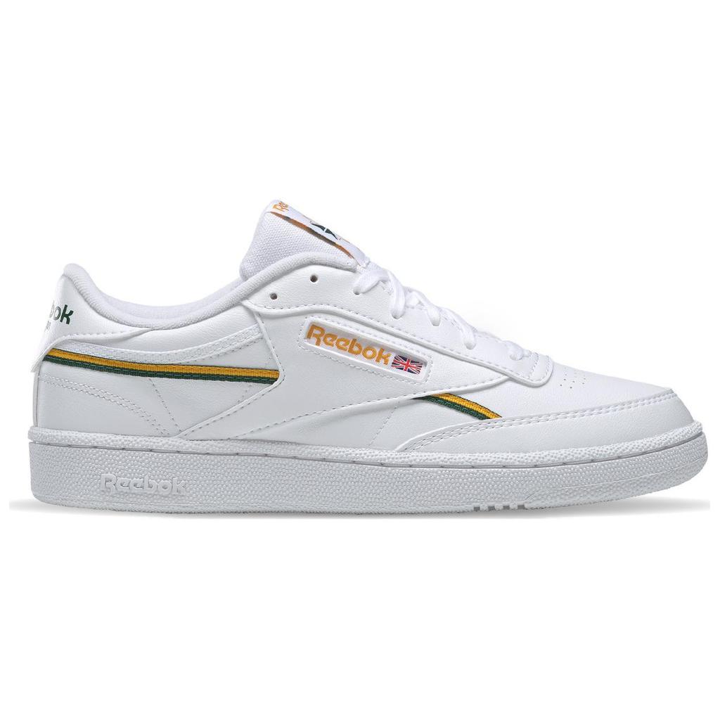 Reebok Club C 85 Vegan White Green Gold Men Sneakers Footwear-White Collegiate-Gold Dark-Green GY7154