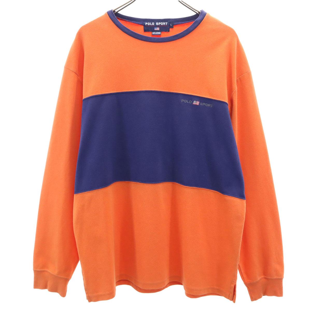 

POLO SPORTS 90s Old Long sleeve trainer L Orange series sweat Men s Used