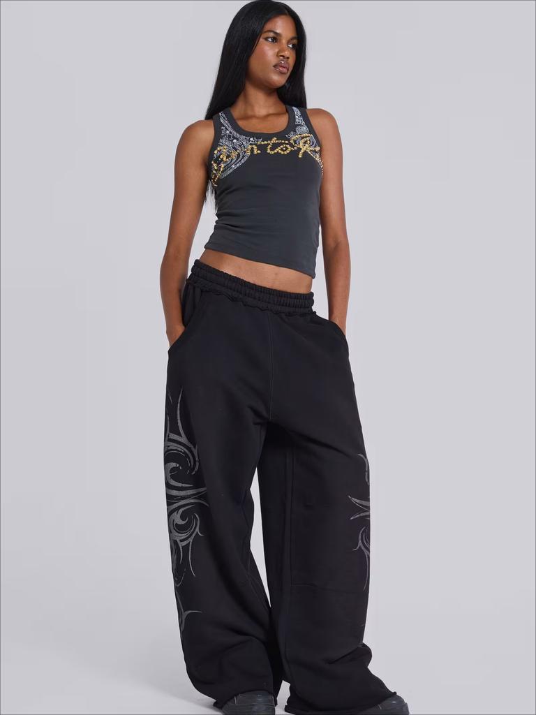 Unisex Vintage Y2K Oversized Wide Leg Joggers Women Sweatpants Streetwear Loose Casual Gym Yoga High Waist Pants