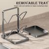 Pan Lid Organizer 2-Tier Storage Stand Lid Holder with Drip Tray for Spatula Ladle Spoon Kitchen Countertop