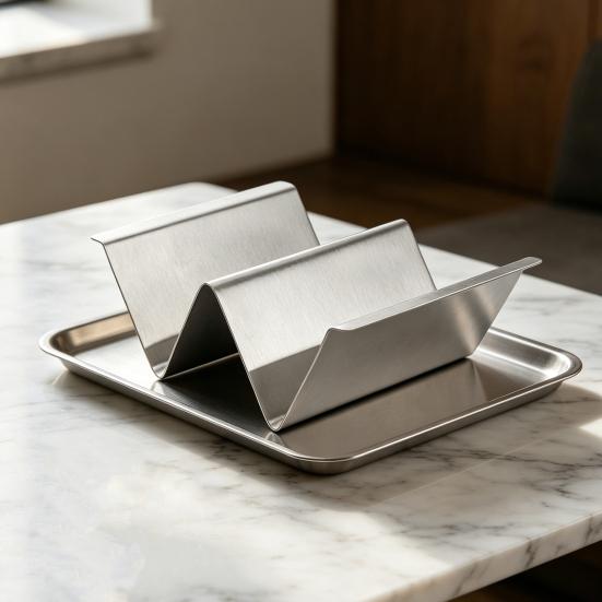 Edelstahl Taco Tortilla Halter Ständer 2/3/4 Schlitze Burrito Rack für Küche Robuster Pfannkuchen Ausstellungsständer Platzsparendes Taco Serviergestell
