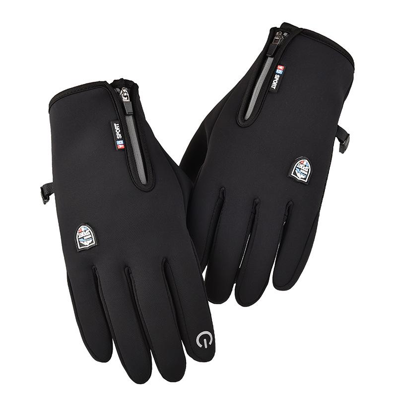 Unisex wasserdichte Handschuhe mit Fleecefutter: Touchscreen, Kältefest, mit Reißverschluss für Outdoor-Radfahren & Motorradfahren