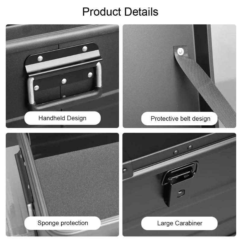 30L 50L 80L Aluminum Alloy Travel Storage Box Black Storage Box for Camping Household Car Picnic Travel Camping Outdoor Storage