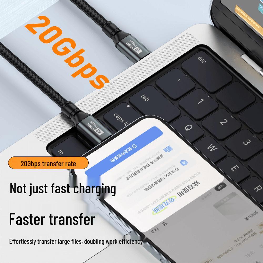 100W USB-C To C Fast-Charge Cable for HD Data Transfer and 8K Display