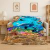 Meeresboden-Illusion 3D Unterwasserwelt Delfin Cartoon Flanell Decke Weiche Überwurfdecke für Schlafzimmer Wohnzimmer Bett Reise Nickerchen