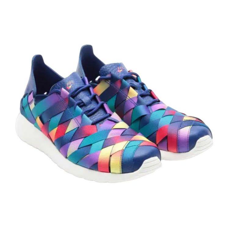 Nike  Roshe Run Woven Premium Women Sneakers Blue Multi-Color-White 555553-400