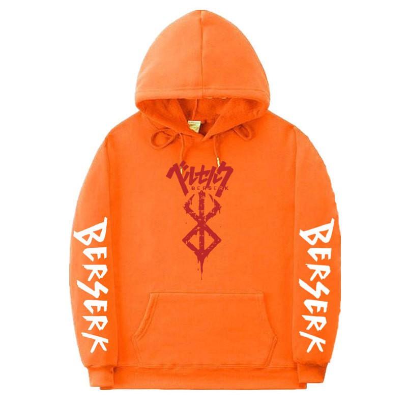 Mens Hooded Fleece Sweatshirt Inspired By Berserk Anime Streetwear Casual Oversized Pullover