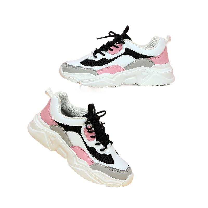 

Массивные кроссовки мужские сетка кожа обувь на платформе смешанные цвета шнуровка женские модные кроссовки толстая подошва 45