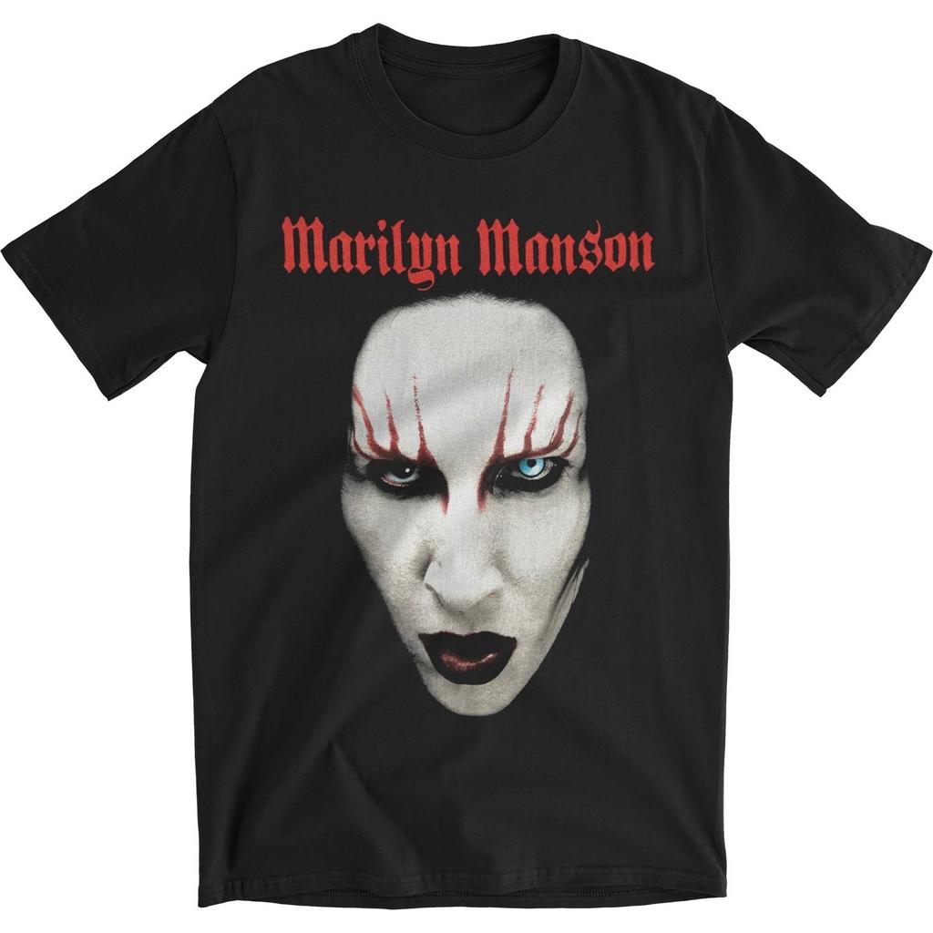 Marilyn Manson Labbra Rosse Stampa Grafica Band Estate, Autunno, Inverno T-shirt a Maniche Corte Uomo e Donna Casual Ampia Esterno...