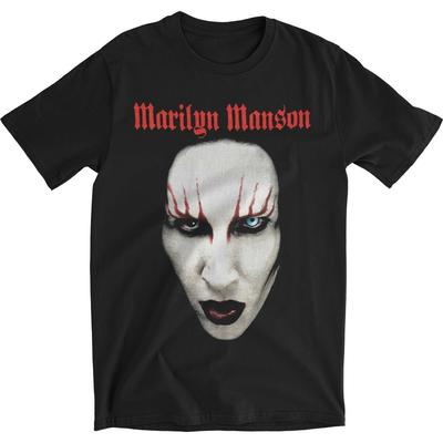 Marilyn Manson Red Lips Band Graphic Print Summer, Autumn, Winter Men's and Women's Short Sleeved T-shirt Casual Loose Outdoor