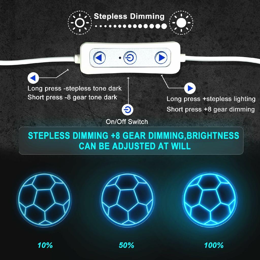 LED Soccer Ball Neon Sign Wall Decor USB Powered Sports Atmosphere Light,32x32cm