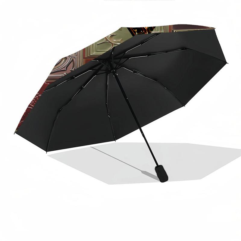 Decorative Tiles Art Nouveau Patterns Themed Automatic Opening and Closing Umbrella, Brightly Colored 8 rib Portable Umbrella, Suitable for